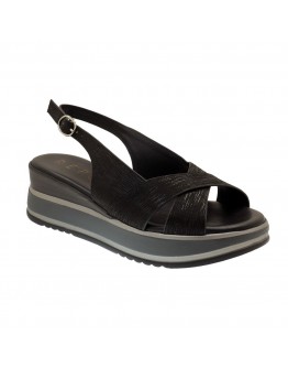 La Repo Δερμάτινες Πλατφόρμες Μαύρες-Ασημί 19212