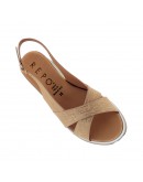 La Repo Δερμάτινες Πλατφόρμες Μπεζ-Ασημί 19212