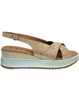 La Repo Δερμάτινες Πλατφόρμες Μπεζ-Ασημί 19212