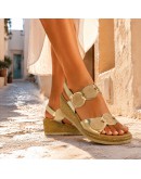 La Repo Δερμάτινες Πλατφόρμες Μπεζ-Πλατινέ 53292