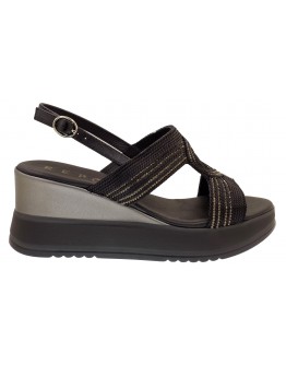 La Repo Δερμάτινες Πλατφόρμες Μαύρες Με Strass 21218