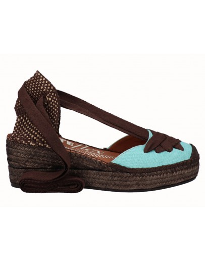 Viguera Δερμάτινες Εσπαντρίγιες Τυρκουάζ-Καφέ 2228