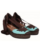 Viguera Δερμάτινες Εσπαντρίγιες Τυρκουάζ-Καφέ 2228