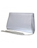 Senso di lusso Τσάντα Ασημί Δερμάτινη Clutch 