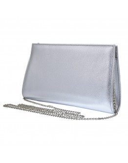 Senso di lusso Τσάντα Ασημί Δερμάτινη Clutch 